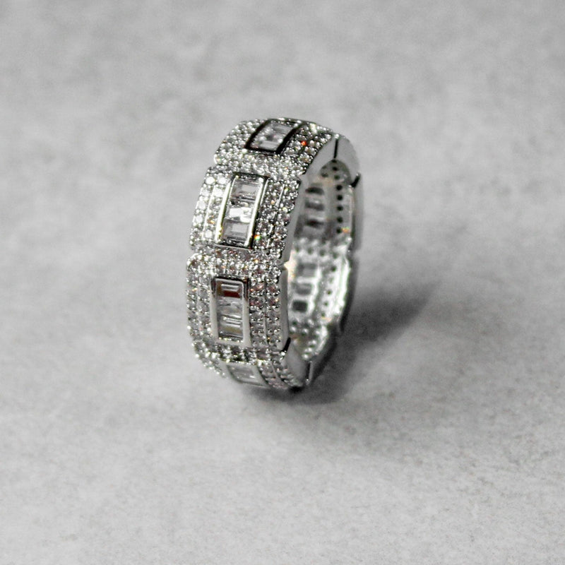 LAYERED BAGUETTE RING - WHITE GOLD